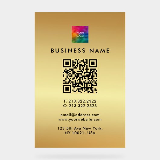 Promotionele QR Code Logo Gold Sjabloon Glam Acryl Bord (Voorkant)
