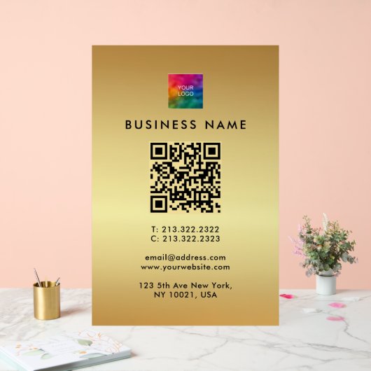 Promotionele QR Code Logo Gold Sjabloon Glam Acryl Bord (Huwelijk)