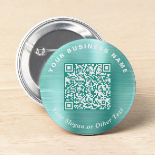 Promotionele Zakelijke QR Code Mintgroene Speld Ronde Button 5,7 Cm