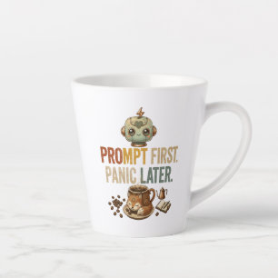 Prompt Eerst Paniek Later Grappige Ai Robot Latte Mok