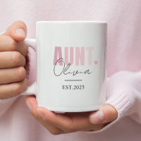 Promu à Tante Mug | Nom personnalisé et année EST