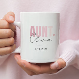 Promu à Tante Mug   Nom personnalisé et année EST