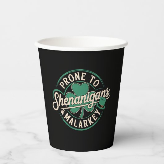 Prone to Shenanigans & Malarkey St Patrick's Day Papieren Bekers (Voorkant)