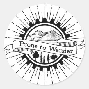 Prone to Wander Traveler Ronde Sticker