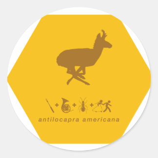 pronghorn geel en bruin.png ronde sticker