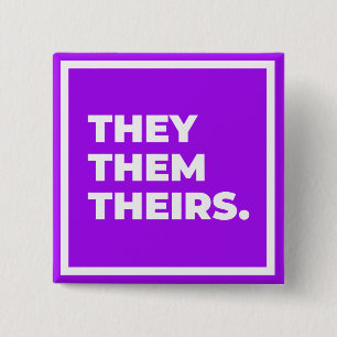 Pronoun-Button van hen/Them/Theirs Vierkante Button 5,1 Cm