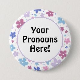 Pronouns Bigender Pride Bloemen Doodle Pastels Ronde Button 7,6 Cm
