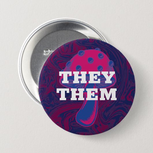 pronouns Bisexual Flag paddenstoel Ronde Button 7,6 Cm (Voorkant /achterkant)