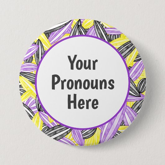 PRONOUNS Nonbinary Pride Abstract Zen bloemblad Ronde Button 7,6 Cm (Voorkant)