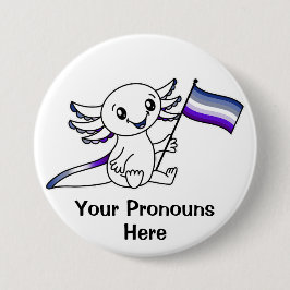 PRONOUNS Schattige Axolotl + Butch Lesbian Pride F Ronde Button 7,6 Cm