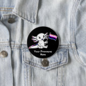 PRONOUNS Schattigee Axolotl met Genderfluid Pride Ronde Button 7,6 Cm (In situ)