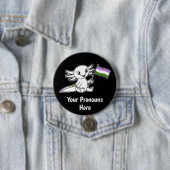 PRONOUNS Schattigee Axolotl met Genderqueer Pride Ronde Button 7,6 Cm (In situ)
