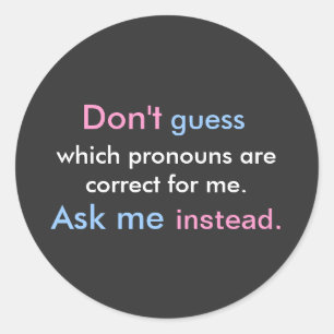Pronouns Vraag het me Ronde Sticker