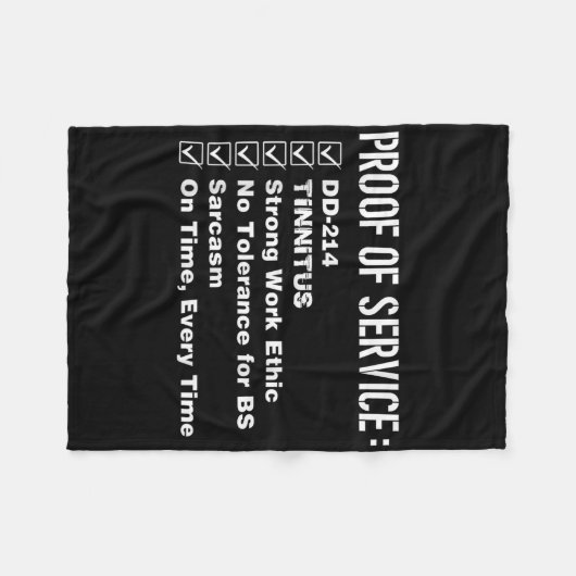 Proof of Service DD-214 Tinnitus Sterke werkethiek Fleece Deken (Voorkant (Horizontaal))