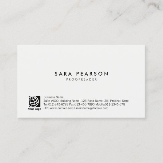 Proofreader Print Publishing Eenvoudig minimaal Visitekaartje (Voorkant)