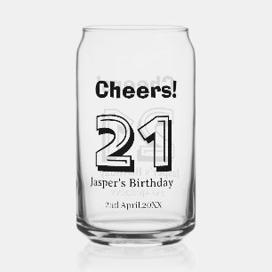 Proost 21 verjaardag vet letter naam jongen man ca blikvorm glas