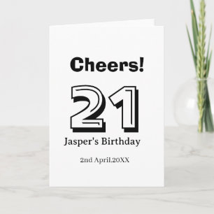 Proost 21 verjaardag vet letter naam jongen man ca kaart
