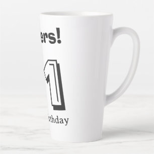 Proost 21 verjaardag vet letter naam jongen man ca latte mok