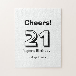 Proost 21 verjaardag vet letter naam jongen man ca legpuzzel