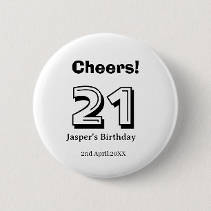 Proost 21 verjaardag vet letter naam jongen man ca ronde button 5,7 cm