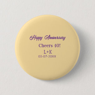 Proost 40 gelukkig jubileum paars oranje pastel n ronde button 5,7 cm
