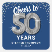 Proost 50 jaar volwassen vierkante sticker (Voorkant)