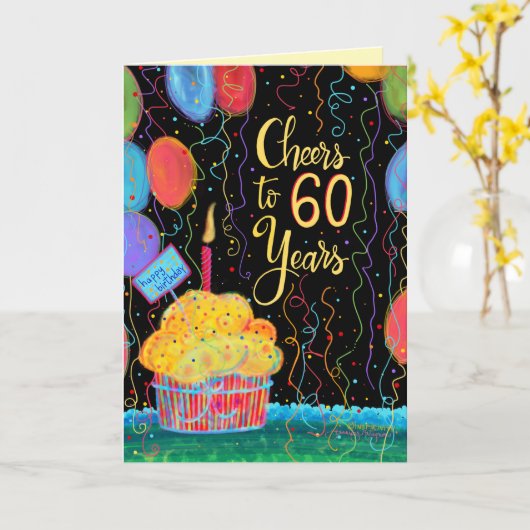 Proost 60 jaar kaart (Gele Bloem)