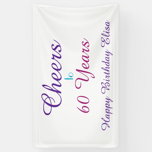 Proost 60 jaar verjaardag Kleurrijke personalisere Spandoek (Verticaal)