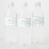 Proost 65 jaar Aqua Silver Confetti Verjaardag Waterfles Etiket (Flessen)