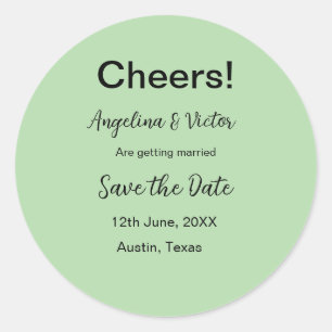 Proost bewaar de datum eenvoudig minimaal modern e ronde sticker