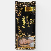 Proost & bier 50e verjaardag sprankelende sterren spandoek (Verticaal)