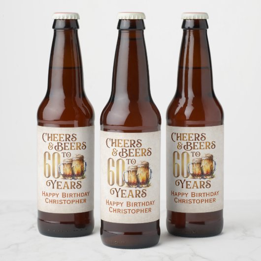 Proost & bier 60e verjaardag bier etiket (Flessen)