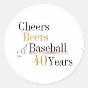Proost Bier en Honkbal 40e Verjaardagsfeestje Ronde Sticker