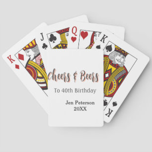 Proost & biertjes voor 40e verjaardag grijze naam pokerkaarten