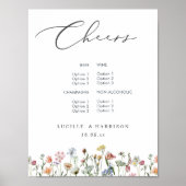 Proost Boho Kleurrijke Wilde Bloemen Bruiloft Bar  Poster (Voorkant)