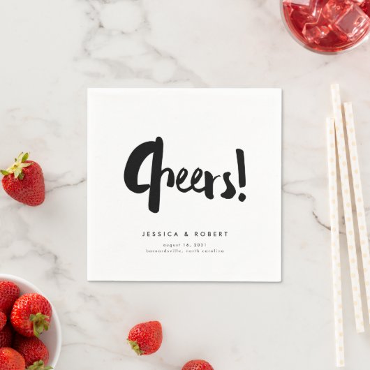 Proost Bold Edgy Modern Black Brush Script Wedding Servet (Insitu)