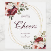 Proost Bourgondisch Script Floral Gold Border Wedd Wijn Etiket (Enkel label)