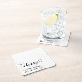 Proost bruid op bruiloft vierkante kartonnen onderzetter (Insitu)