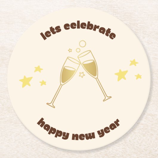 Proost champagneglazen Nieuwjaarsboodschap Ronde Kartonnen Onderzetter (Voorkant)