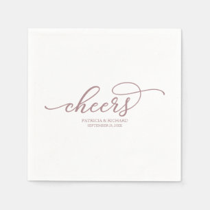 Proost - Chic Roze Gouden Script Bruiloft Servette Servet