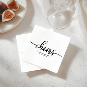 Proost - Chic Zwart en Wit Calligrafie Huwelijk Servet