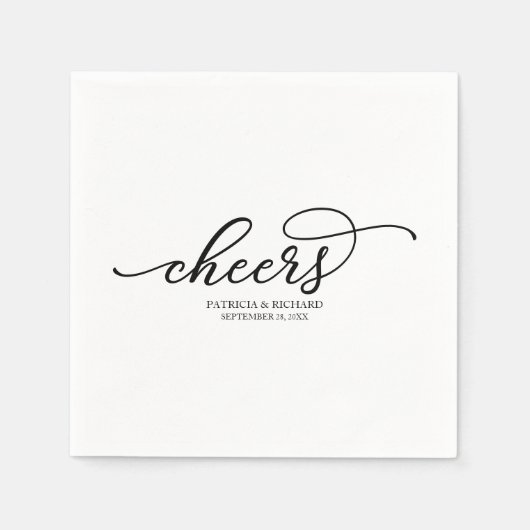 Proost - Chique zwart script bruiloft Servet (Voorkant)