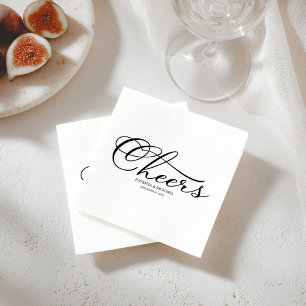Proost - Elegant zwart en wit schrift Trouwen Servet