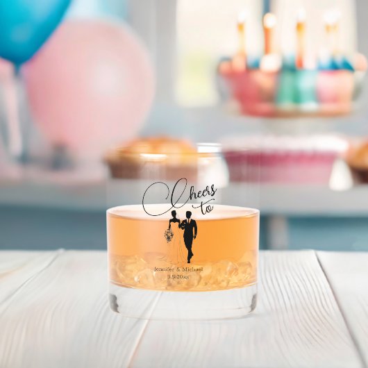 Proost elegante bruidspaar minimalist whisky glas (Insitu (Baby Shower))