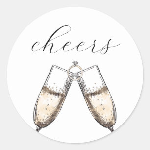 Proost Elegante Bruisende Champagnetrauze Bruiloft Ronde Sticker
