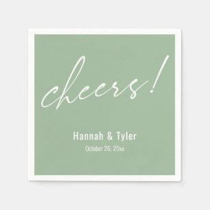 Proost! Elegante Trouwtypografie Saliegroen Servet