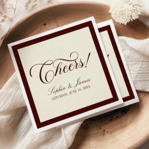 Proost! Elegante Vintage Ivoor Bourgondië Trouw Servet