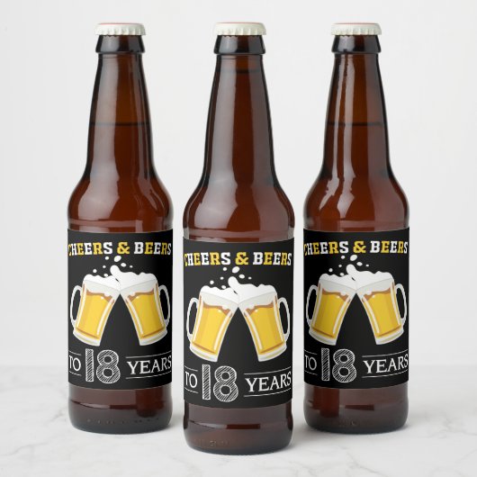 Proost en bier op 18 jaar Bierflesetiket Bier Etiket (Flessen)