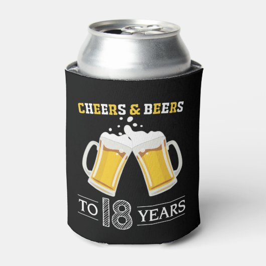 Proost en bier op 18 jaar Koelbox Blikjeskoeler (Blikje Voorkant)