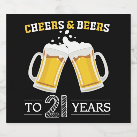 Proost en bier op 21 jaar Bierflesetiket Bier Etiket (Enkel label)